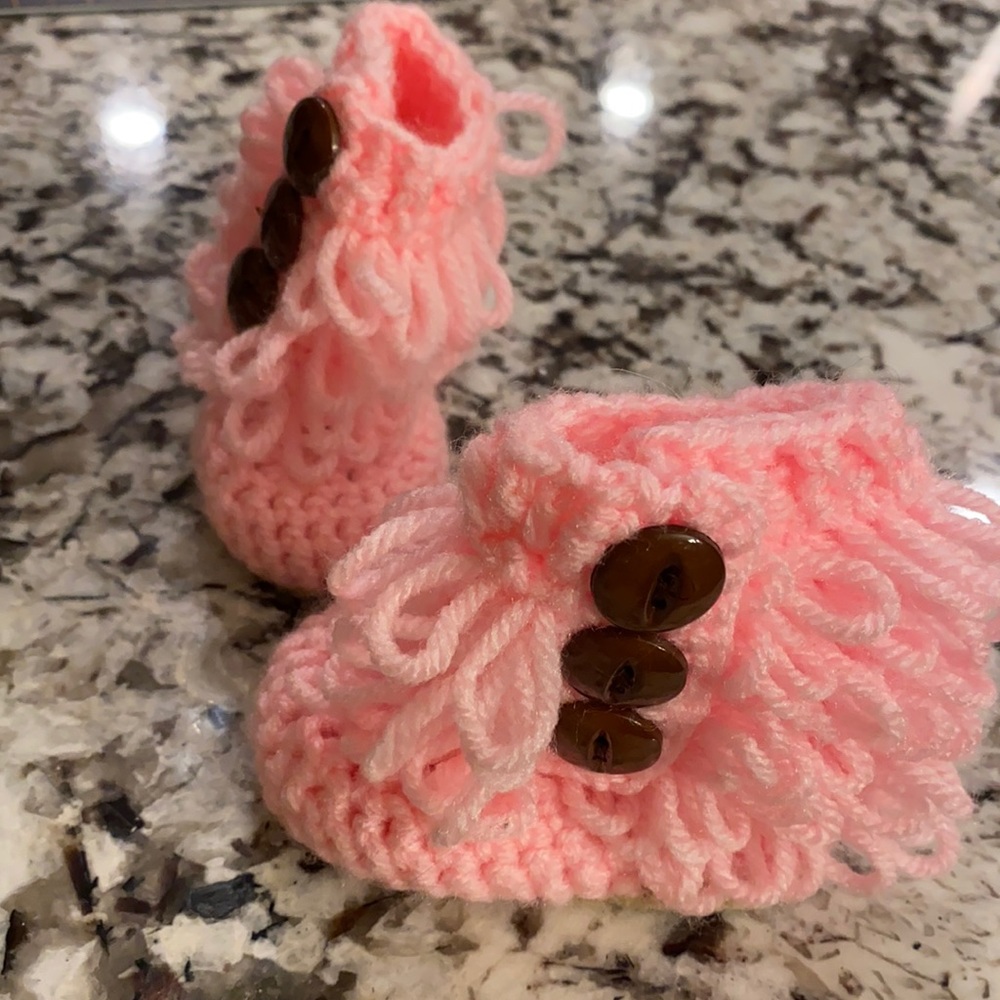 Pink Knitted Baby Booties